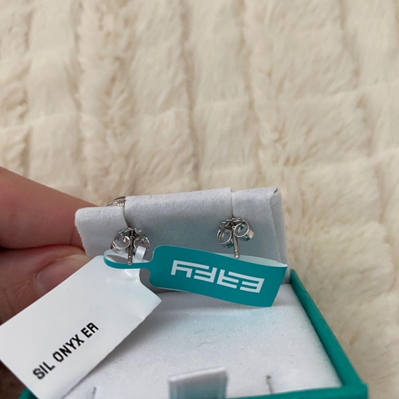 Effy Sterling Silver Onyx Stud Earrings - Picture 5 of 5